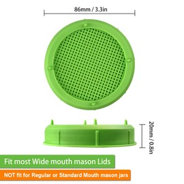 Picowe Plastic Sprouting Lids, Sprouting Jar Strainer Lid, for 86mm Wide Mouth Mason Jars, Canning Jars, Suit for Grow Bean Sprouts, Alfalfa, Salad Sprouts(8 Pack,Green)