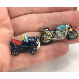 NA Car Plane Motorcycle Playroom 3pcs  French Feves Figurines Dollhouse Miniatures