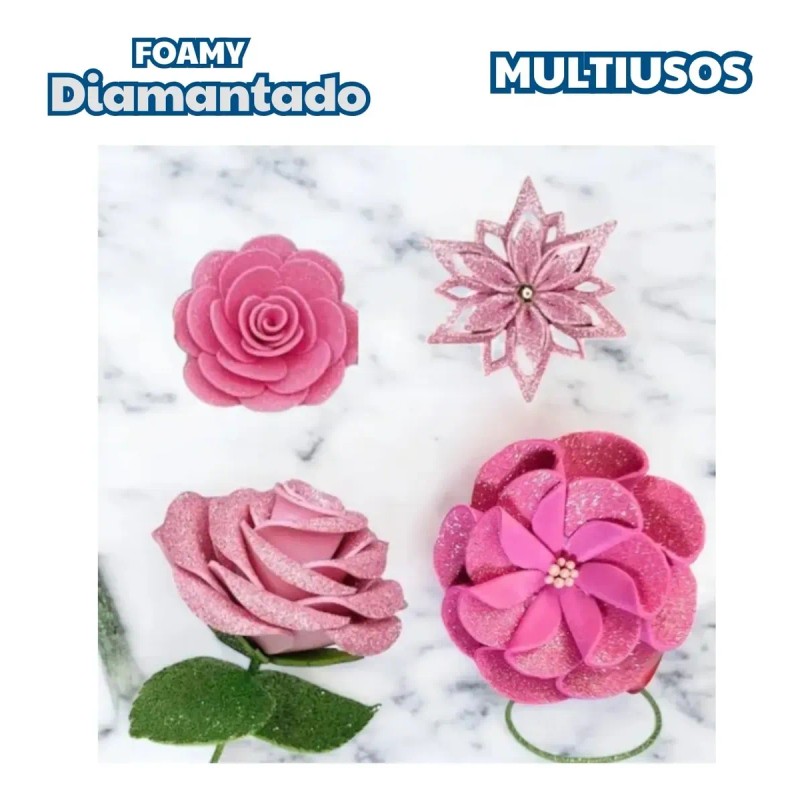 Foamy Diamantado Pliego 56x43 Premium 10 Piezas Foamy Pliego