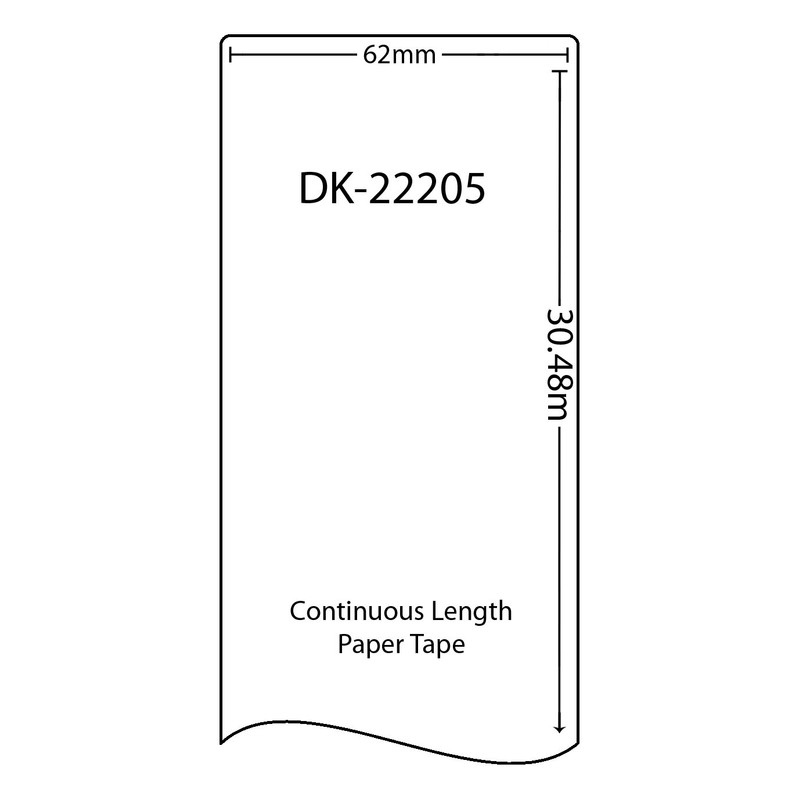 Swift Compatible DK-22205 62mm x 30.48m White Thermal Continuous Paper