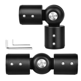 ZIXIANGKEJI 2pcs Window Corner Curtain Rod Connector Set 1 Inch Stainless Steel Bay Window Curtain Rods Connector Adjustable Corner Curtain Rod Connector for Windows(X7-2)