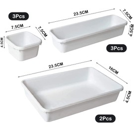 VAVICRAP Pack of 16 Drawer Organiser System Office 3 Medium Styles Drawers Organiser Kitchen Drawer Organiser System for Makeup Desk Bathroom Office Kitchen White