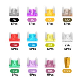 AUKENIEN Low Profile Mini Fuses Kit Automotive Auto Car Micro Blade Fuse 2A 3A 5A 7.5A 10A 15A 20A 25A 30A 35A 40A ATM Replacement Fuse for Vehicle RV SUV Motorcycle Truck Motor Boat