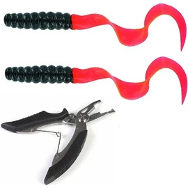 Set of 2 XL Twister Rubber Fish Approx. 25-30 cm Big-Bait Black, Orange, Gold, Silver, Red, Green, Depending on Selection Trolling Bait + Free Fishing Scissors (Black/Orange 30 cm)
