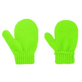 Kids Gloves Toddler Knitted Mittens Thick Cold Protection Glove Warm Toddler Winter Gloves for Baby Boys Girls Fluorescent Green