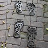 EatingBiting 2PCs Heavy Duty Cast Iron Footprint Stepping Mats Garden