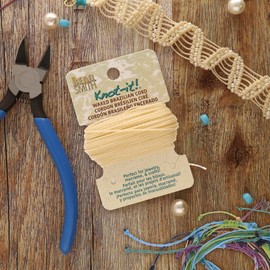 The Beadsmith Knot It Waxed Polyester Cord – Cream Color – 1mm Diameter – Light Wax, 15 Yards Per Card – Make Jewelry, Macrame, Friendship Bracelets and DIY Crafts