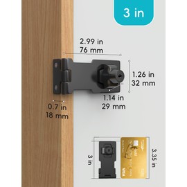 I-EASYDWW 3 Inch Keyed Hasp Lock for Cabinets & Small Doors, Twist Knob Design, Heavy Duty Zinc Alloy with Chrome-Plated Iron, Includes Keys & Screws - Black, 2 Pack
