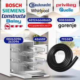 Dishwasher Seal 1850 mm with Original Code 00263096 263096 for Bosch for Siemens for Neff for Balay - Door Seal for Dishwasher - Made in EU - Warranty 10 Years - MONTERAL