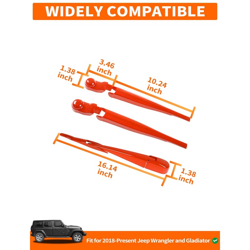 Savadicar 3-Piece Orange Windshield & Rear Wiper Trim Set for