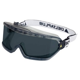 DELTAPLUS GALERAS SMOKE Goggle Safety Glasses Panoramic Screen for Wide Field of View, Can Be Used with Glasses, Polycarbonate Smoke Lenses, PVC & Nylon Frame, Anti-Fog
