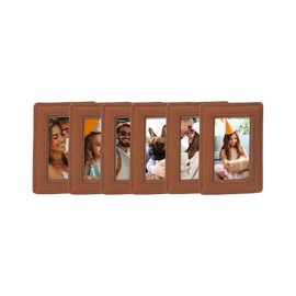 Magnetic Picture Frame for Refrigerator, Fridge Magnets Holds 2.5 x 3.5 Inches Photos, 6 Pack (6, Brown)
