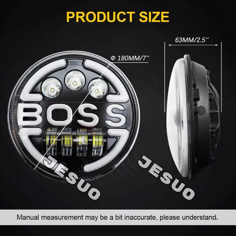 JESUO Pair Dot 7" inch LED Round Headlights DRL Hi/Lo