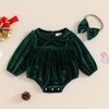 Gaono Newborn Baby Girl Christmas Velvet Romper Long Sleeve Bubble