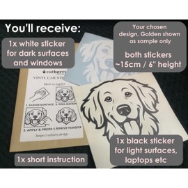 2X Golden Retriever Car Window Stickers - Black + White Set - Premium Vinyl Decals, Weatherproof & Stylish – Multiple Breeds – cutberry.Design (02 Golden Retriever)