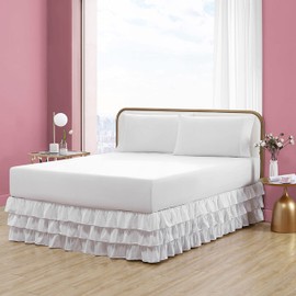 Betsey Johnson Home - Twin Bedskirt, Ruffled Casual Style (Solid White, Twin)