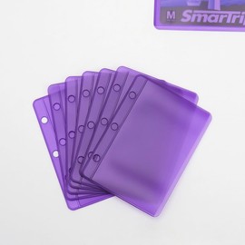 NatSumeBasics 12 Purple Mini Binder Pockets Zipless A9 Binder Inserts Cash Budget Envelopes PVC Sheet Protector for 3 Ring Binders Organizer Photos Cards Bills (Purple)