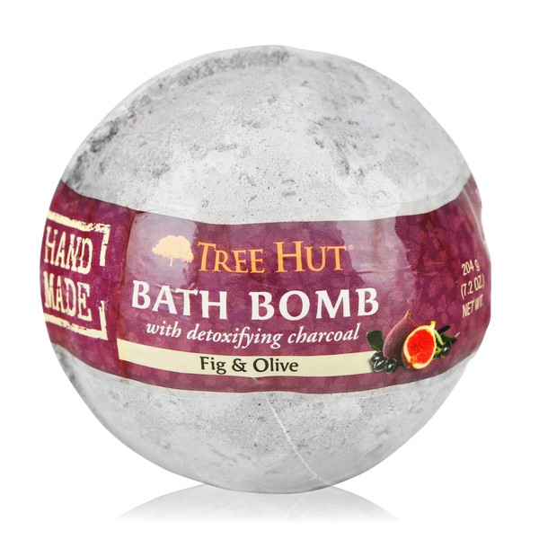 Tree Hut Shea Detoxifying Bath Bomb with Charcoal Fig & Olive, 7.2oz, Ultra Hydrating Bath Bomb for Nourishing Essential Body Care