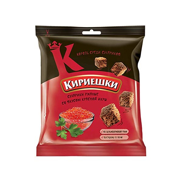 Kirieshki Rye Crackers Dry Bread Croutons with red caviar flavor
