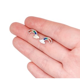 Colourful Rainbow Stud Earrings (Sterling Silver with Cubic Zirconia) Miss Fit Boutique