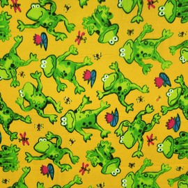 Pico Textiles 1 Yard Frogs Gold Childrens Kids Fleece Fabric - Sold by The Yard - Print Fleece Fabric - Ideal for Sewing Projects, Scarves, No Sew Throws and Tie Blankets