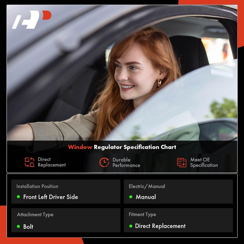 A-Premium Manual Window Regulator Compatible with Honda Civic 1996-2000 2