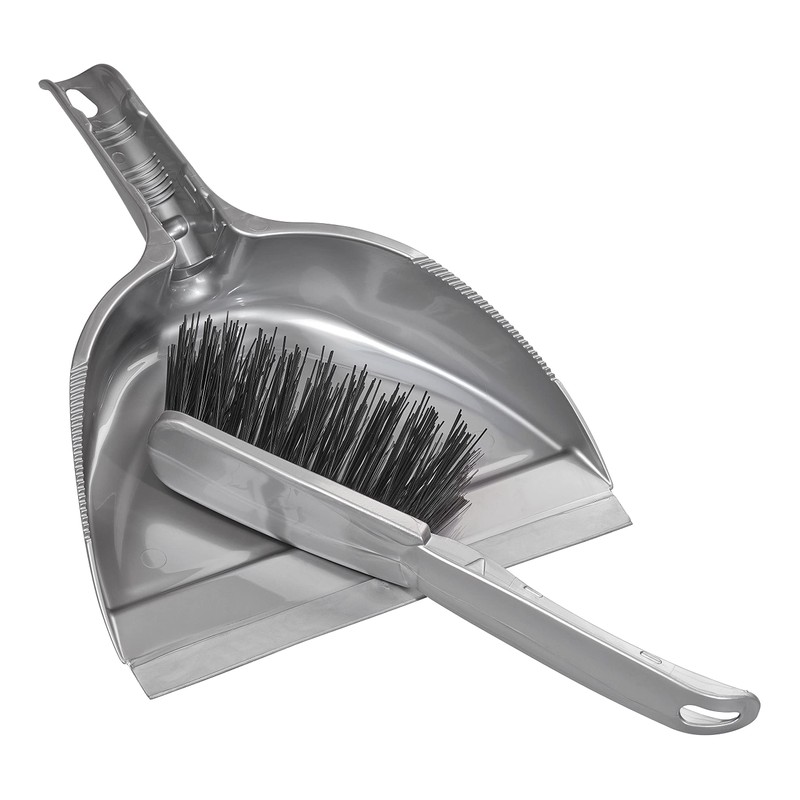Elliott Dustpan and Brush Set, Durable Plastic Pan with Rubber