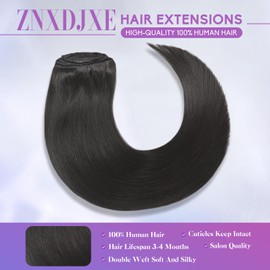 ZNXDJXE Clip in Hair Extensions Real Human Hair, 18 Inch 100g/3.6oz, 1B Natural Black, Invisible Seamless Straight Remy Human Hair Extensions Cip ins for Women 8pcs Per Set with Double Weft