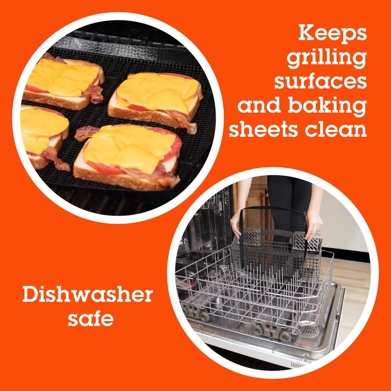 Camerons Grilling Mesh Basket - 2 Pack Reusable Non-Stick Heavy
