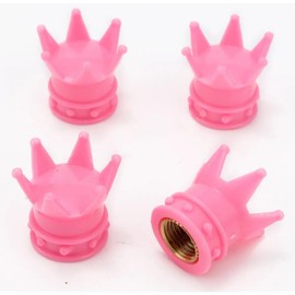 Pink Crown Tire Wheel Stem Air Valve Caps Car Truck Hot Rod Bike US - 4PCS Set