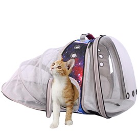 Galaxy Blue Dual Expandable Cat Backpack Carrier, Fit up to 20 lbs, Expandable Pet Carrier Backpack for Large Fat Cat and Small Puppy