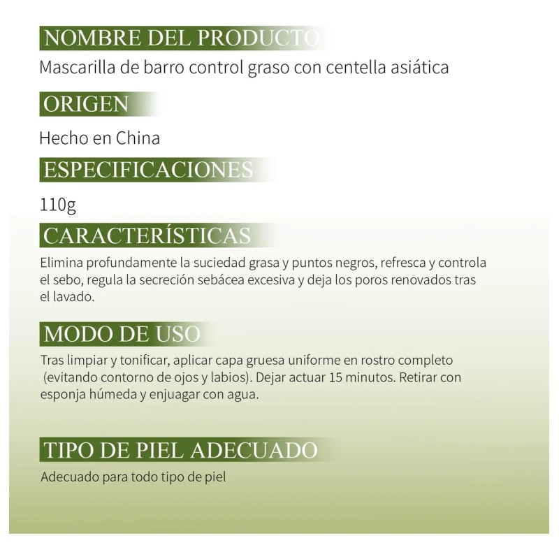 Mascarilla Limpiadora Verde Control Aceite
