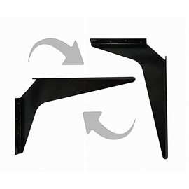 Kolossus RHC9910 One Pair Heavy-Duty 1/8" Steel Construction Textured Powder-Coat Reversible Brackets (Left and Right) with 45 Degree Notch (Steel, 24" X 24")