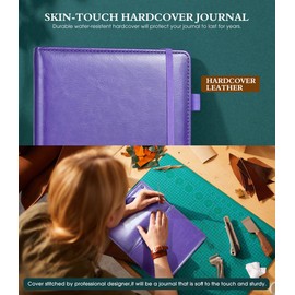 Ansopu Lined Journal Notebook for Writing, A5 100 GSM Thick Paper, Leather Hardcover Journal for Woman Men, Travel Journal Diary 160 Pages(5.75'' X 8.38''Purple)
