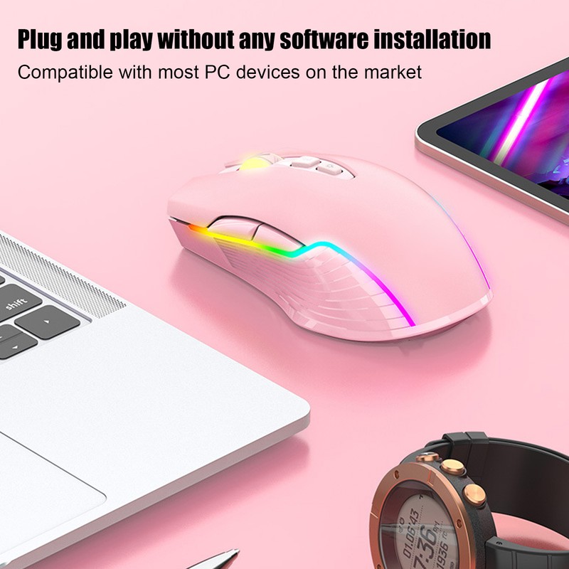 Wireless Mouse 2.4G Rechargeable USB RGB Professional Grade Optical Sensor
