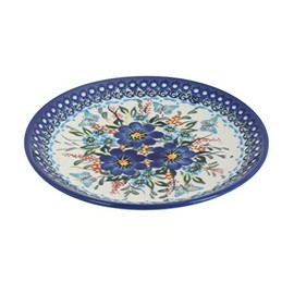 Blue Rose Polish Pottery Garden of Blue Dessert Plate