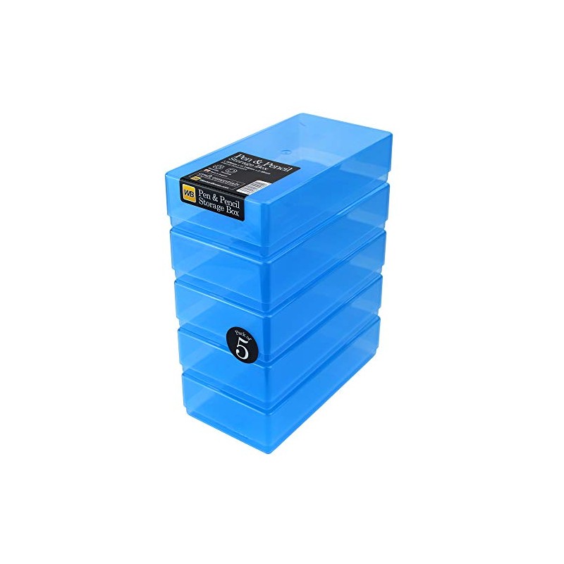 WestonBoxes Plastic Storage Boxes with Lids for Pens, Pencils and