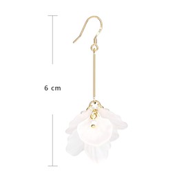 Mecool White Petals Flower Dangle Earrings Long Drop Earrings Faux Pearl Synthetic Resin Petals Drop Earring