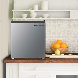 Arctic Wind 2AW1SLF16A 1.6-Cu. Ft Energy Star Compact Refrigerator with Freezer Compartment, Drink and Snack Mini Fridge for Bedroom, Dorm Room, Office in Silver