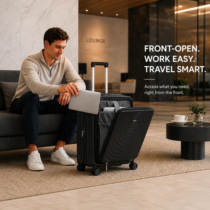 CONCEPTEN 21'' Expandable Suitcase Set,PP Carry on Luggage Sets with