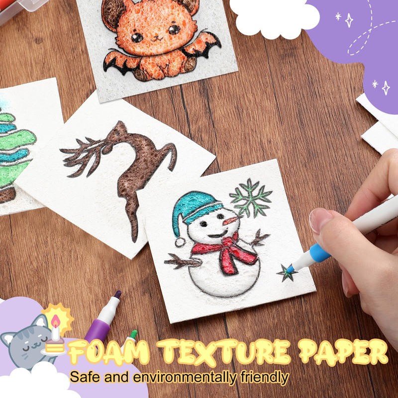 AmazingSpark 30 Pcs Magical Foam Texture Paper, 3" x 3"