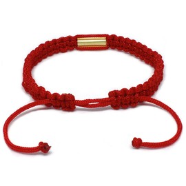 Origin Siam Handmade Thai Knot Wristband with Brass Amulet | Blessed Woven Macrame Bracelet | for Karma Good Luck Love Friendship Yoga Meditation Mindfulness (Red)