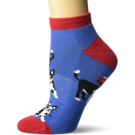 K. Bell Women's Novelty Fashion Athletic No Show Socks, Blue (Golfing Dogs), Shoe Size: 4-10
