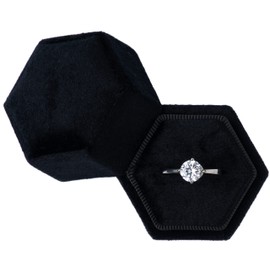 Giftop Equal Hexagon Velvet Single Ring Box for Engagement Proposal Wedding,Jewelry Ring Gift Box Jewelry Packaging Box (Black)