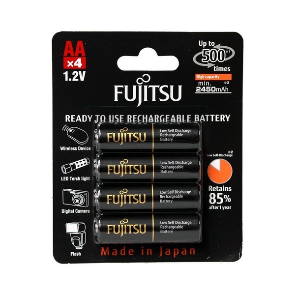 Fujitsu Ready-to-use AA Rechargeable Battery NiMH 1.2V Min. 2450mAh x 12 Batteries
