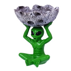 Alien Ash Tray, Alien Holding Moon Design Ash Tray for Home and Office use, Ash Tray for indoor and outdoor use, Ash Holder for Smokers, Desktop Smoking Ash Tray for Decoration - Green