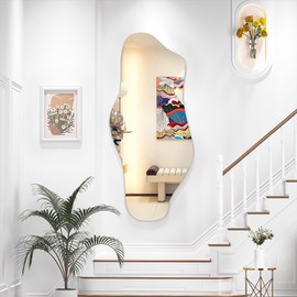 Hasipu 48” x 22” Irregular Wall Mirror for Living Room Bathroom Entryway Decorative Frameless Mirror Hanging Vanity Mirror