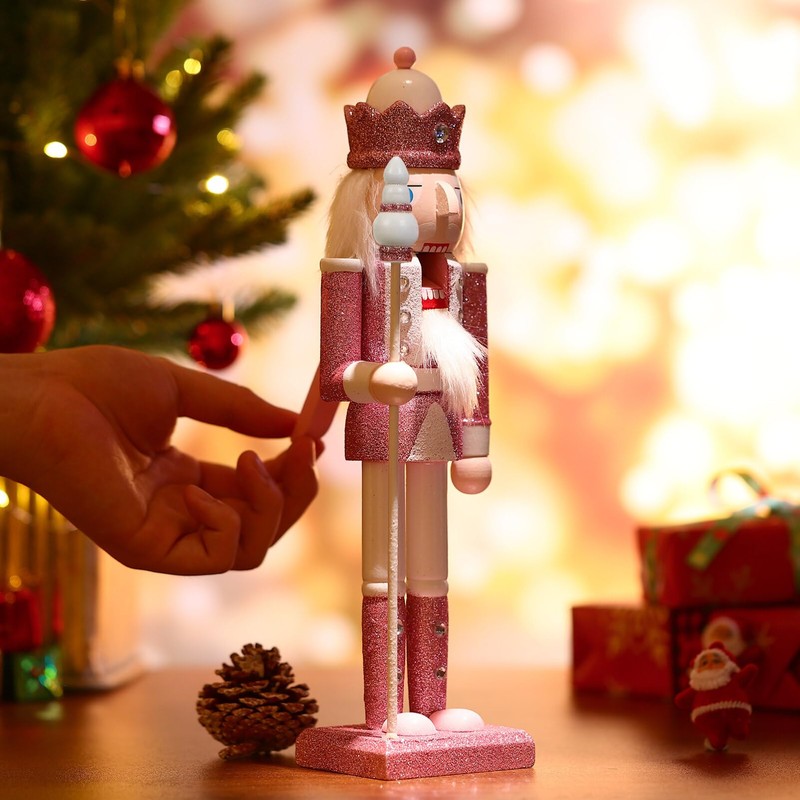 BESPORTBLE Pink Nutcracker Christmas Decorations, Pink Nutcracker Soldier Wooden Nutcracker