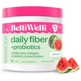 Belli Welli Fibra en Polvo con Colágeno  Daily Fiber Powder with Collagen, Probiotics  Electrolytes, Watermelon, 16 Servings                          