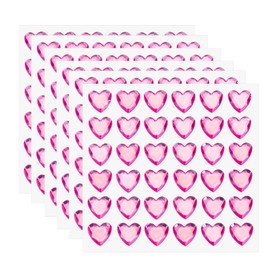 MECCANIXITY 216 Pcs Heart Rhinestone 10mm Self Adhesive Gems Stickers Jewelry Stickers for Jewelry Making, Valentine Makeup, DIY Crafts, Dark Pink